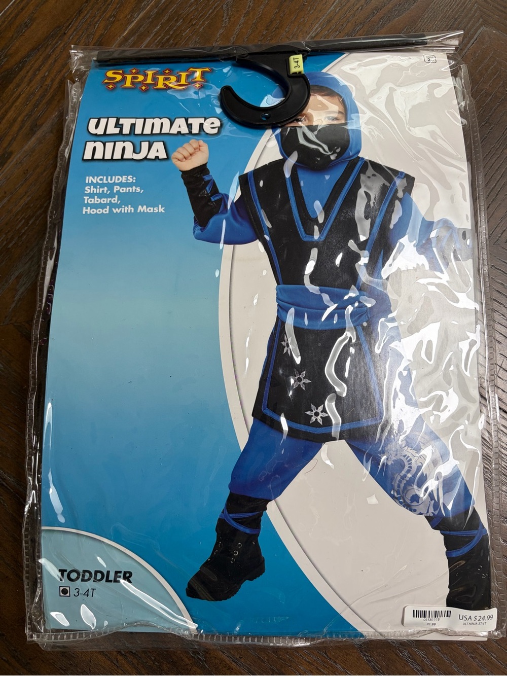 Spirit Halloween Ultimate Ninja Costume Blue Black Toddler 3-4T